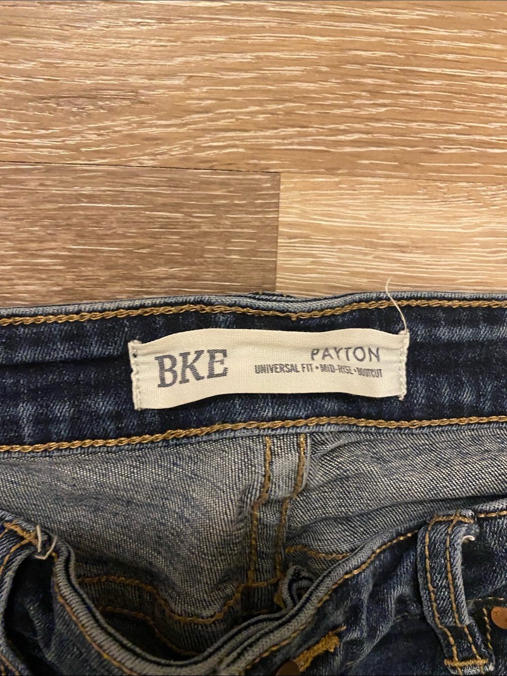 BKE Women's Blue Flare Jeans with Whiskered Fading - Picture 2 of 14